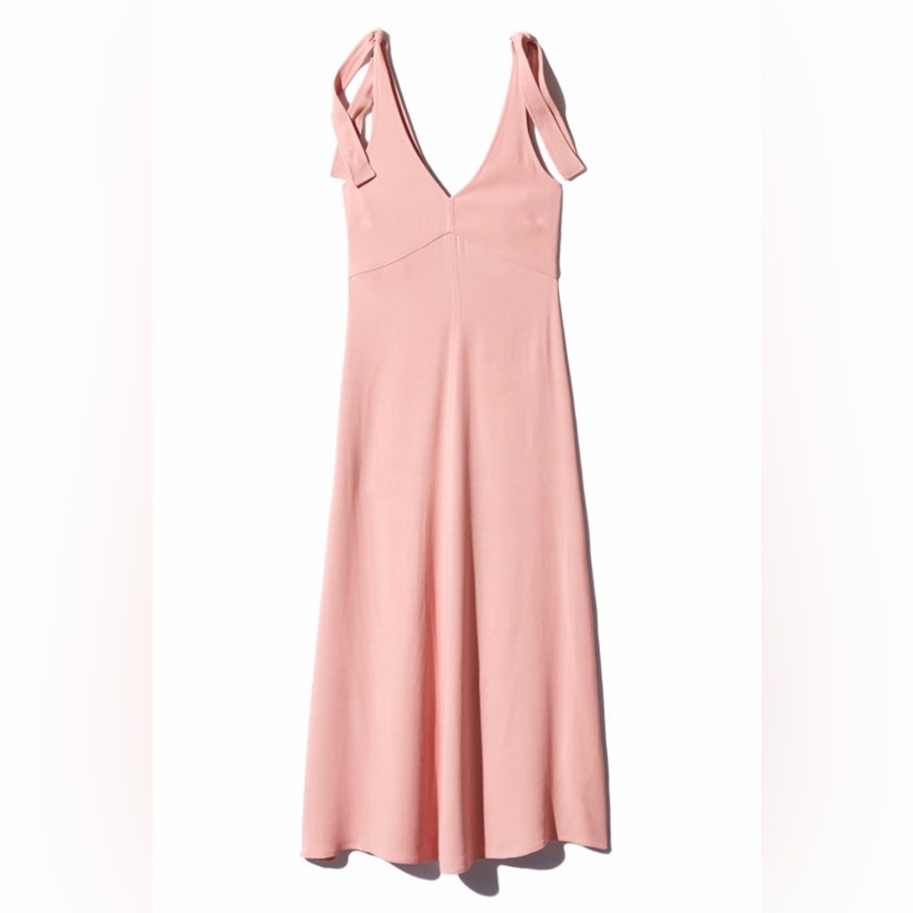 Wilfred Aritzia Preface Pink Sleeveless Shoulder Tie A-Line Midi Dress